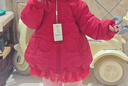 戴維貝拉兒童棉服冬女童國風(fēng)防水連帽新年紅色拜年服棉衣外套 曬單實(shí)拍圖