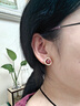 在野酒紅色鋯石耳釘女法式復古優(yōu)雅高級感輕奢無(wú)耳洞耳夾氣質(zhì)耳飾夏季 夢(mèng)露紅（銀鍍金耳針） 曬單實(shí)拍圖