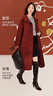 茵曼（INMAN）2025冬季女裝新款新年紅裝羊駝毛桑蠶絲牛角扣雙面呢大衣長(cháng)款外套 大紅色 XL 168-172cm/131-140斤 曬單實(shí)拍圖