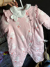 戴維貝拉（DAVE＆BELLA）嬰兒夾棉連體衣新生兒外出服加厚女寶寶衣服中國風(fēng)冬裝新年爬服 粉色【現貨】 73cm （建議身高66-73cm） 曬單實(shí)拍圖