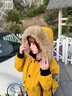 F426【趙露思同款】冬季新款美式復古連帽毛領(lǐng)派克棉服 黃色 M 曬單實(shí)拍圖