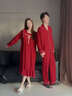 魅卿大紅色睡裙女春秋款長(cháng)袖純棉睡衣結婚新婚情侶套裝大碼本命年新人 S5889女 【禮盒包裝】 3XL 【女推薦160-180斤】 曬單實(shí)拍圖