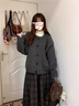 唐菓蜜連衣裙女秋冬季2025新款韓系時(shí)尚百搭減齡復古學(xué)院風(fēng)顯瘦套裝裙子 灰色毛衣+格紋裙子 M 曬單實(shí)拍圖
