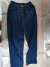 羅蒙（ROMON）胖媽媽高腰彈力哈倫加絨牛仔褲女秋冬季大碼松緊腰寬松顯瘦蘿卜褲 藍色 XL 110-135斤 曬單實(shí)拍圖