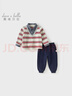 戴維貝拉（DAVE＆BELLA）新款男童長(cháng)褲套裝紳士風(fēng)兒童上衣兩件套休閑男寶寶春天衣服 紅白條紋【現貨】 110 cm（建議身高100-110cm） 曬單實(shí)拍圖