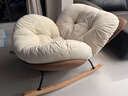 搖搖椅客廳懶人沙發(fā)家用休閑成人搖椅子室內躺椅午睡陽(yáng)臺單人沙發(fā) 咖拼白色+腳踏（親膚嬰兒絨） 曬單實(shí)拍圖