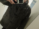 范思藍恩學(xué)院復古風(fēng)一手長(cháng)仿羊毛皮草2025冬裝立領(lǐng)牛角扣短外套女 流光灰咖 M 曬單實(shí)拍圖