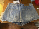 UR2026春季新款女復古水洗棉質(zhì)超短款裙褲牛仔半裙UWJ850049 藍色 (偏短) M 曬單實(shí)拍圖