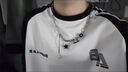 黑色星星拼接項鏈男女款簡(jiǎn)約百搭流蘇五角星鎖骨鏈小眾設計感 鏈長(cháng)45cm+5cm 簡(jiǎn)易包裝+項鏈 曬單實(shí)拍圖