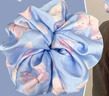 森系大腸發(fā)圈女高級感2025兒童夏天韓系緞面蝴蝶發(fā)繩扎頭發(fā)小清新 慕斯藍 曬單實(shí)拍圖