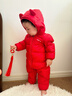 英氏（YEEHOO）嬰幼兒連體衣2025冬季男女寶寶連帽長(cháng)袖加厚保暖羽絨哈衣超韌絨 新年紅 80 cm （建議9-18個(gè)月） 曬單實(shí)拍圖