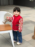 五小七童裝女童春秋季套裝新款草莓兒童毛衣春裝女寶寶衣服三件套 紅色 80 尺碼7-11月cm 曬單實(shí)拍圖