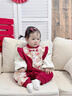 班喜迪嬰兒衣服春裝嬰幼兒連體衣新中式寶寶周歲禮服滿(mǎn)月百天哈衣外出服 紅色 90cm 曬單實(shí)拍圖