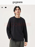 gxgjeans男裝 多色基礎純色亨利領(lǐng)長(cháng)袖T恤男生上衣內搭 25秋新品 黑色 XL (180) 曬單實(shí)拍圖
