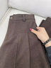 望辰咖色羊毛呢西裝褲女2026新款秋冬加厚加絨彎刀闊腿褲防風(fēng)冬裝褲子 加絨冬款-咖色 S  90-115斤 曬單實(shí)拍圖