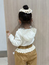 幼歌（YOUGE）女童春季新款GOTS有機棉蕾絲連帽長(cháng)袖T恤寶寶打底上衣 米白 100 cm 曬單實(shí)拍圖