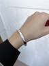 APM MonacoBONHEUR摩斯密碼手鐲銀白色時(shí)尚對鐲送男友新年禮物 曬單實(shí)拍圖