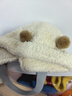 兔兔大文嬰兒帽子秋冬季小月齡0-6-12個(gè)月保暖3歲男女寶寶護耳毛絨套頭帽 小球米白色+包頭彈力好 頭圍38-48cm（建議0-2歲） 曬單實(shí)拍圖
