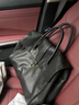裘真手提公文包女士復古大容量通勤頭層植鞣牛皮包包植鞣牛皮 黑色-加大號 曬單實(shí)拍圖