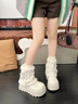 啄木鳥(niǎo)復古厚底增高雪地靴女款2025新款冬季保暖加絨加厚東北毛毛棉鞋子 米白色【加絨加厚】 37 (235mm) 曬單實(shí)拍圖