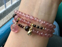 鳳凰涅磐粉水晶手鏈女款平安扣草莓晶手串桃花串珠首飾新年禮物女士高級感 曬單實(shí)拍圖