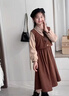 G.DUCK HELLO小黃鴨女童中大童連衣裙兒童長(cháng)袖假兩件套春秋冬親子裝連衣裙套裝 春秋咖啡色 春秋款 120 建議身高110-120厘米 曬單實(shí)拍圖