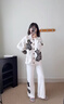 另塵半邊絨睡衣女韓版黑白針織秋冬2026年新款冬天加絨加厚家居服套裝 A57 星星小狗 XL 曬單實(shí)拍圖
