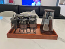 梵卡奇（FANKAQI）玻璃涼水壺水杯家用套裝高顏值泡茶杯子耐高溫客廳水壺 煙灰色胡桃木【一壺6杯】+杯架+竹木托盤 曬單實拍圖