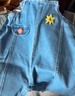 papa爬爬冬季兒童褲子男女童牛仔背帶褲可愛(ài)洋氣百搭潮 藍色 120 cm 曬單實(shí)拍圖