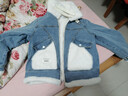 親素（KINNSU）加絨牛仔外套女立領(lǐng)棉衣新款加厚大衣派克服小個(gè)子寬松冬季外套女 牛仔藍 L 【116-130斤】 曬單實(shí)拍圖