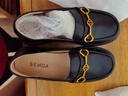 森達樂(lè )福鞋女平底英倫風(fēng)通勤一腳蹬單鞋女士皮鞋SXG01AA4 黑色 35  曬單實(shí)拍圖