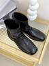 卓詩(shī)尼秋冬瘦瘦靴短靴鞋子法式抓皺粗跟小裸靴 黑色 37  曬單實(shí)拍圖