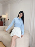 Teenie Weenie小熊女裝襯衫2026年春季新款簡(jiǎn)約休閑時(shí)髦短箱型棉潮流襯衣上衣 淺藍色 S 曬單實(shí)拍圖