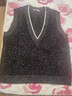 OVV秋冬熱賣(mài)女裝時(shí)尚休閑深V領(lǐng)基礎易搭無(wú)袖針織背心 曜石黑 L 曬單實(shí)拍圖