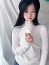 半高領(lǐng)毛衣女秋冬新款修身內搭蕾絲打底衫加絨加厚洋氣套頭針織衫 白色 【顯瘦加絨超保暖】 均碼 【推薦80-140斤】 曬單實(shí)拍圖