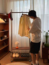 瑤穎衣帽架可移動(dòng)落地掛衣架中古風(fēng)臥室衣服收納架YJ24雙層置物胡桃色 曬單實(shí)拍圖