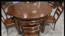 木斌實(shí)木餐桌椅組合現代簡(jiǎn)約家用小戶(hù)型可伸縮折疊飯桌客廳中式大圓桌 【胡桃色】一桌6椅 1.38米 曬單實(shí)拍圖