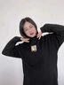 RLAS德絨半高領(lǐng)打底衫女秋冬寬松中長(cháng)款加厚長(cháng)袖T恤鯊魚(yú)褲搭配的上衣 XB200黑色 L 115-135斤 曬單實(shí)拍圖