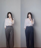 優(yōu)衣庫常規款女裝彈力寬腿褲/通勤闊腿褲子479292 485991 485993 479292/05天灰色 M 曬單實(shí)拍圖