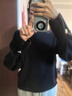 OVV秋冬熱賣(mài)女裝V領(lǐng)保暖時(shí)尚點(diǎn)子紗休閑長(cháng)袖羊絨衫 深空灰 M 曬單實(shí)拍圖