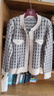 小香風(fēng)外套女針織毛衣韓版新款格子開(kāi)衫顯瘦休閑上衣女外套 H41 米白色 L 曬單實(shí)拍圖