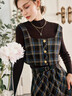 Olrain歐芮兒復古通勤套裝秋季女裝馬甲半裙兩件套 格子（第二批） XL 曬單實(shí)拍圖