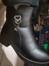 回力（Warrior）靴子女鞋冬季加絨棉鞋媽媽鞋中老年低跟短靴皮靴軟底皮鞋女黑色36 曬單實(shí)拍圖