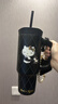 野獸派家居（tbh）杯子Hello Kitty不銹鋼保溫吸管杯大容量水杯禮物 Hello Kitty不銹鋼吸管保溫杯 萎格紋 900ml 含掛飾 曬單實(shí)拍圖