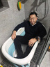 世紀寶貝（babyhood）泡澡桶折疊加厚大人家用全身可坐浴桶成人浴缸 兒童游泳桶322藍 曬單實(shí)拍圖