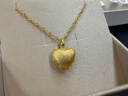 六福珠寶新年禮物 絲綢金足金愛(ài)心黃金吊墜掛墜不含項鏈 計價(jià) 約2.00克 曬單實(shí)拍圖