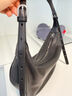 裘真新年禮物 【明星同款】植鞣羊皮月牙hobo包通勤單肩腋下包包女 大象灰小號 小包/大包 曬單實(shí)拍圖