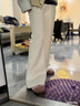 TUNTUN吞吞秋冬【星河】白色加絨褲子女休閑闊腿褲顯瘦直筒微喇長(cháng)褲 香檳杏預售15天內發(fā)貨 S 吞吞碼 曬單實(shí)拍圖