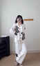 另塵半邊絨睡衣女韓版黑白針織秋冬2026年新款冬天加絨加厚家居服套裝 A57 星星小狗 XL 曬單實(shí)拍圖