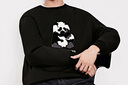 GXG男裝 圓領(lǐng)套頭衛衣熊貓印花雙色上衣長(cháng)袖衛衣 黑色 175/L 曬單實(shí)拍圖